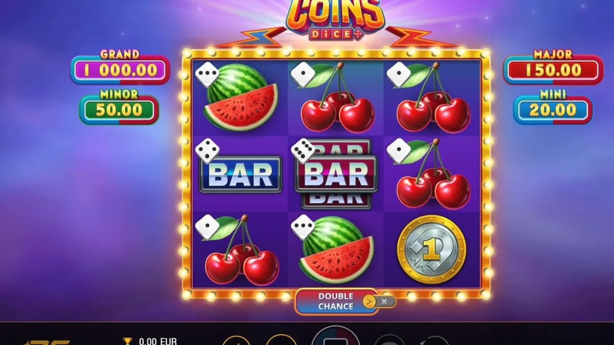 Visual na presentasyon ng Magnetic Coins Dice slot na nagpapakita ng 3x3 grid at magnetic symbols
