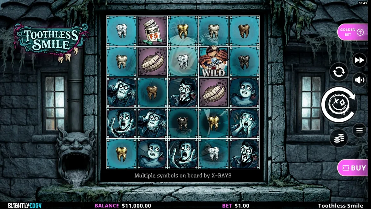 Toothless Smile slot game interface na may horror theme